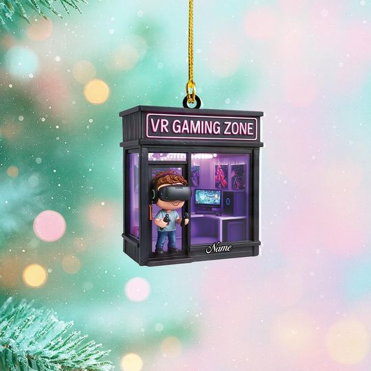 Discover Personalized VR Gaming Zone Christmas Ornament, Gaming Studio Christmas Ornament, Metaverse Ornament, Virtual Reality Ornament
