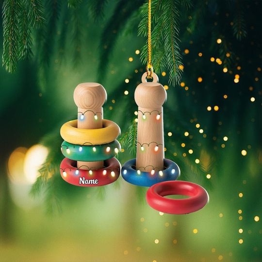 Discover Personalized Ring Toss Game Christmas Ornament, Kindergarten School Game Ornament, Kids Game Room Ornament, Nursery Ornament Gift