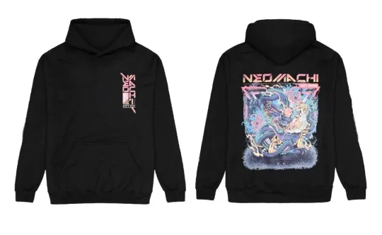 Discover Neomachi Hoodie Sento Unisex Graphic Band Merch J-Rock Street Pullover Black