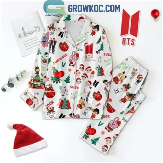 BTS Jungkook V Jimin Suga J Hope RM Jin Christmas Polyester Pajamas Set