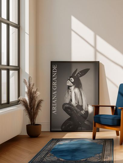Ariana Poster, Pop Icon Art, Thank U Next Lyrics, Singer Portrait, Music Wall Decor, Minimalist Celebrity Art, Movie Gift