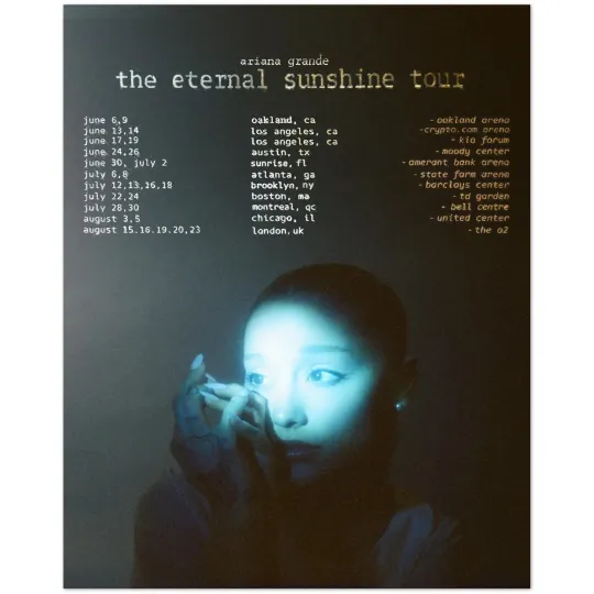 Discover Ariana Eternal Sunshine Tour Poster 2026 Multiple Cities