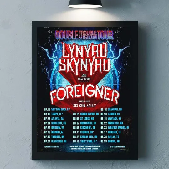 Lynyrd Skynyrd Double Trouble Vision Tour 2026 North America City Dates Poster