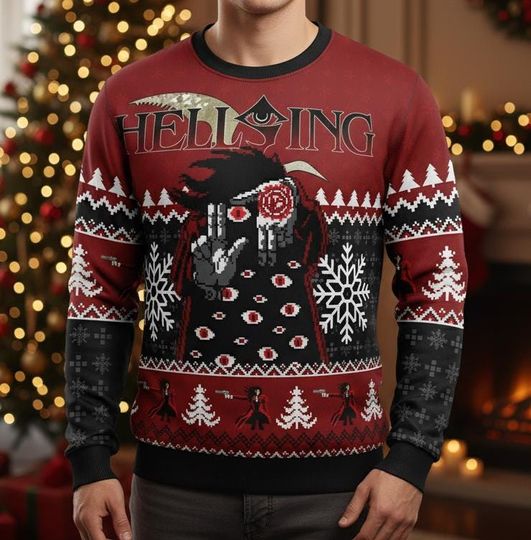 Discover Funny Meme Ugly Christmas Sweater, Christmas Sweater Gift, Hellsing Sweater Adult, Anime Christmas Gift For Men Women, Xmas Holiday Gif