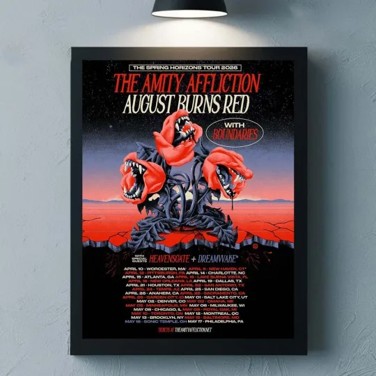 The Amity Affliction The Spring Horizons Tour 2026 Schedule Dates Poster
