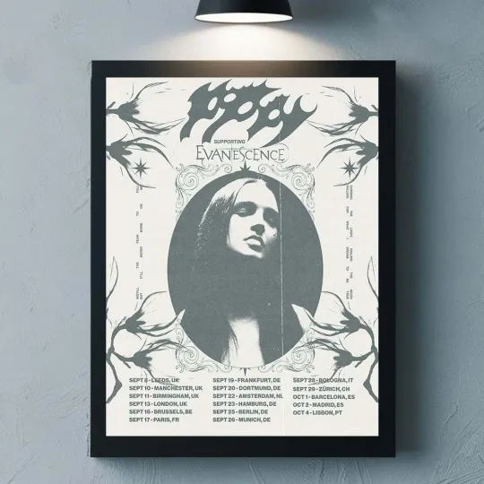 Poppy EU And UK Tour 2026 With Supporting Evanescence Schedule Dates List Poster