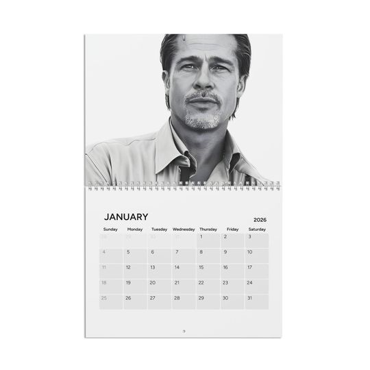 Discover Brad Pitt 2026 Calendar | Photo Wall Calendar 2026 | Brad Pitt Fan Gift | Gift For Daughter | Secret Santa | Christmas Gift Exchange
