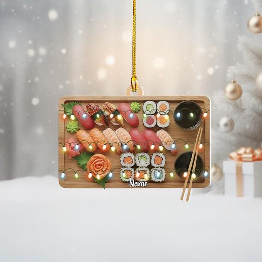 Personalized Sushi Set Christmas Ornament, Cuisine Ornament, Cooking Ornament Gift, Food Ornament, Kitchen Restaurant Ornament
