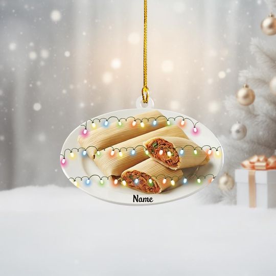 Personalized Mexican Tamale Dish Christmas Ornament, Cuisine Ornament, Cooking Ornament Gift, Food Ornament, Kitchen Restaurant