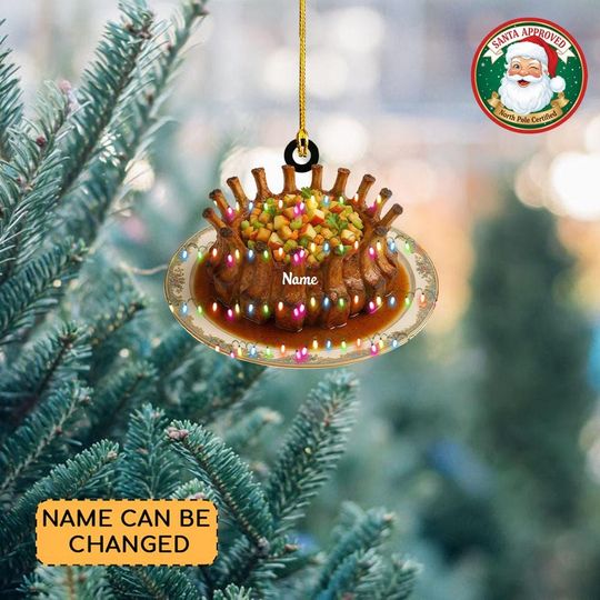 Personalized Pork Crown Roast Christmas Ornament, Cuisine Ornament, Cooking Ornament, Food Ornament, Kitchen Restaurant Ornament