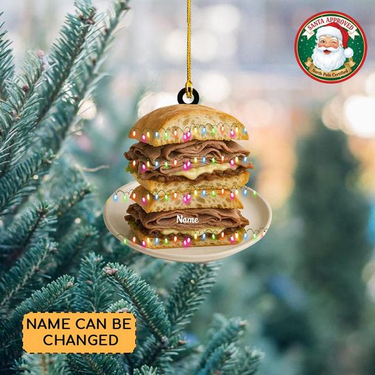 Personalized Roast Beef Christmas Ornament, Cuisine Ornament, Cooking Ornament Gift, Food Ornament, Kitchen Restaurant Ornament