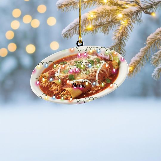 Personalized Enchilada Dish Christmas Ornament, Cuisine Ornament, Cooking Ornament, Food Ornament, Kitchen Restaurant Ornament