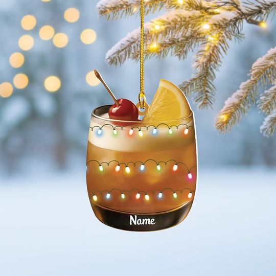 Discover Personalized Whiskey Sour Cocktail Christmas Ornament, Cocktail Ornament, Bartender Ornament Gift, Bar Pub Lounge Ornament Decor
