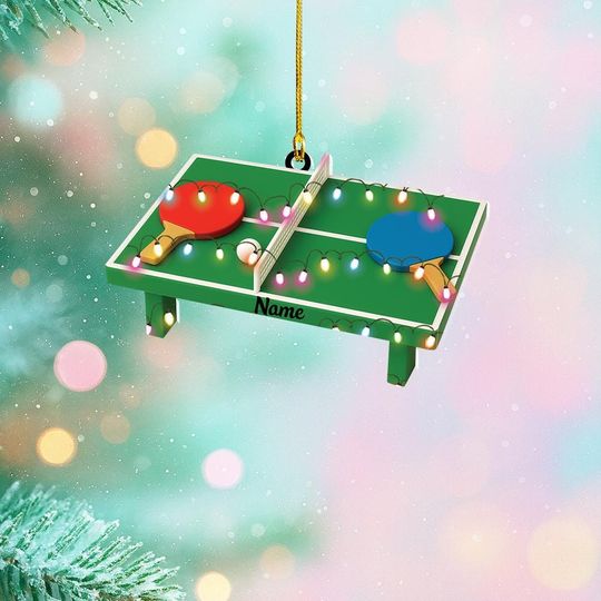 Personalized Ping Pong Table Christmas Ornament, Table Tennis Ornament Gift, Table Tennis Ping Pong Christmas Tree Ornament Decor