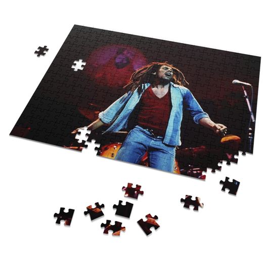 Discover Bob Marley 'Jah Lives' Jigsaw Puzzles (with Tin) - Iconic Musicians, Family Fun Games, Music Merchandise, Great Gifts, Memorabilia, Reggae,