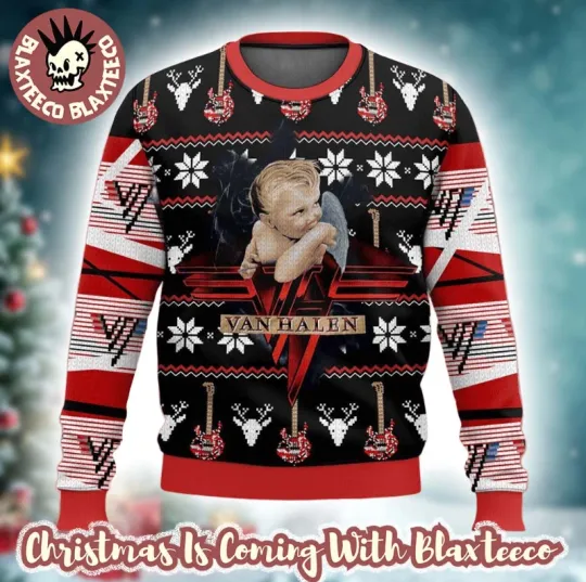 Discover van 1984 Baby Angel Album Cover Art With Signature Guitar Ugly Sweater