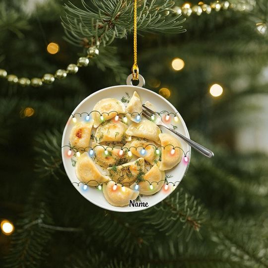 Personalized Steamed Pierogi Christmas Ornament, Dumplings Ornament, Dim Sum Ornament, Bamboo Steamer Gift, Bao Siblings Ornament