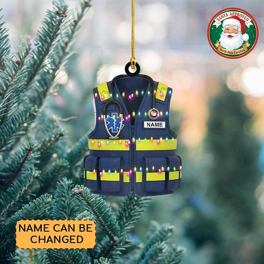 Discover Personalized EMT Vest Christmas Ornament, Paramedic Ornament, Safety Vest Ornament, First Responder Ornament, Emt EMS Ornament Thdso-1914
