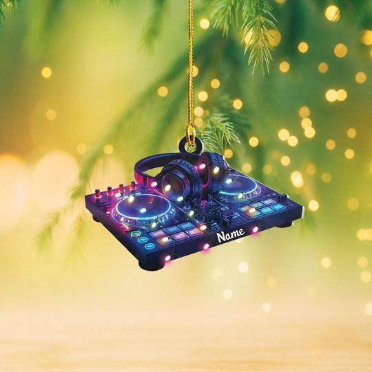 Discover Personalized DJ Table Christmas Ornament, DJ Turntable Ornament, DJ Music Mixer Ornament, Dj Room Ornament, Gift For Dj Ornament