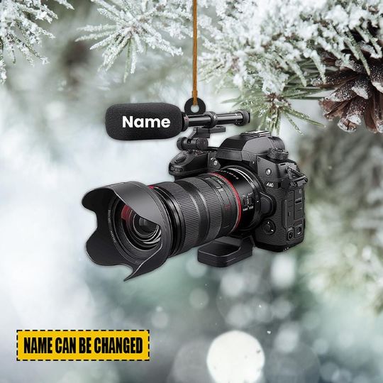Professional Video Camera Ornament, Personalized Xmas Tree Decor, Unique Christmas Gift for Filmmakers & Videographers
