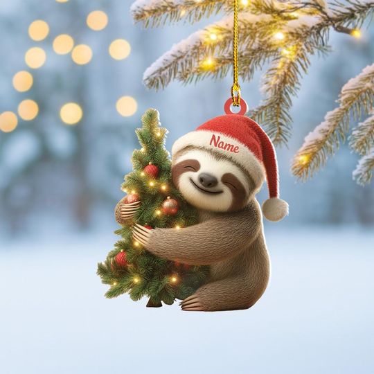 Discover Personalized Sloth Christmas Ornament, Sloth Ornament, Sloth Ornament Decor, Sloth Hanging Ornament, Sloth Lovers Gift