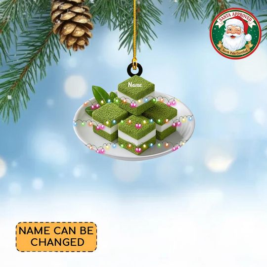 Discover Personalized Matcha Green Tea Cake Christmas Ornament, Matcha Cake Ornament, Bakery Cooking Ornament Decor, Food Xmas Ornament Gift