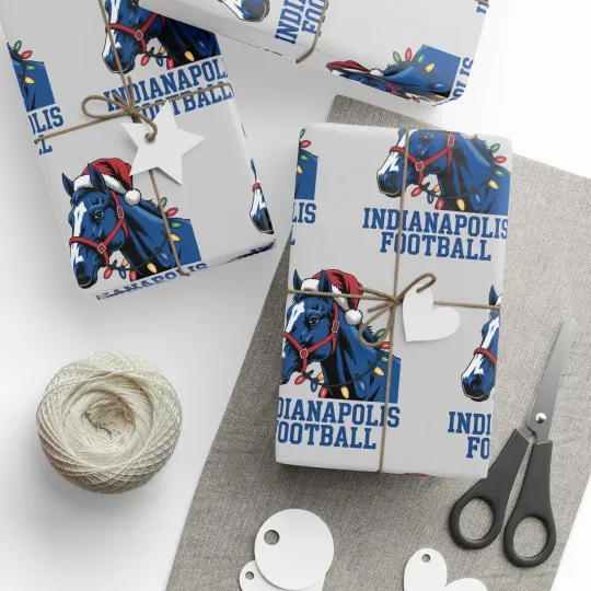 Discover Indianapolis Football Merry Christmas Sports Gift Wrap, Holiday Colts