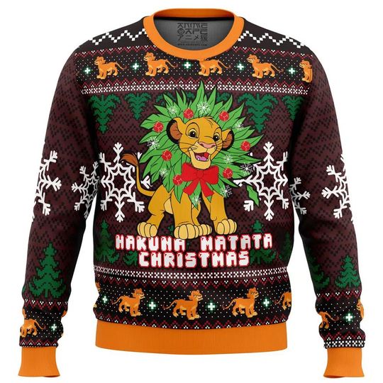 Hakuna Matata Lion King Christmas Sweater, Funny Ugly Holiday Jumper, Cozy Movie-Inspired Winter Sweatshirt