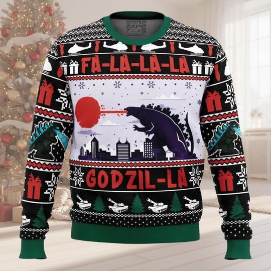 Giant Monster Ugly Christmas Sweater, Kaiju Holiday Sweatshirt, Funny Crewneck, Movie Fan Knitted Shirt