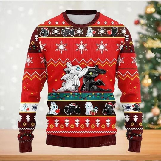 Toothless How to Train Your Dragon Ugly Christmas Sweater, Funny Holiday Sweater for Fantasy Fans