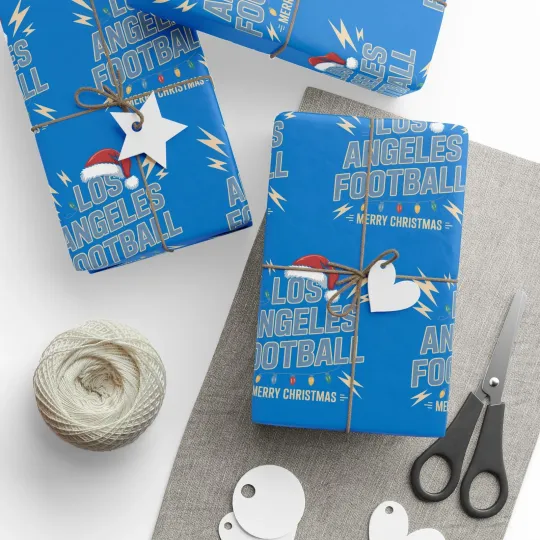 Discover Los Angeles Football Merry Christmas Sports Gift Wrap, Holiday Chargers football