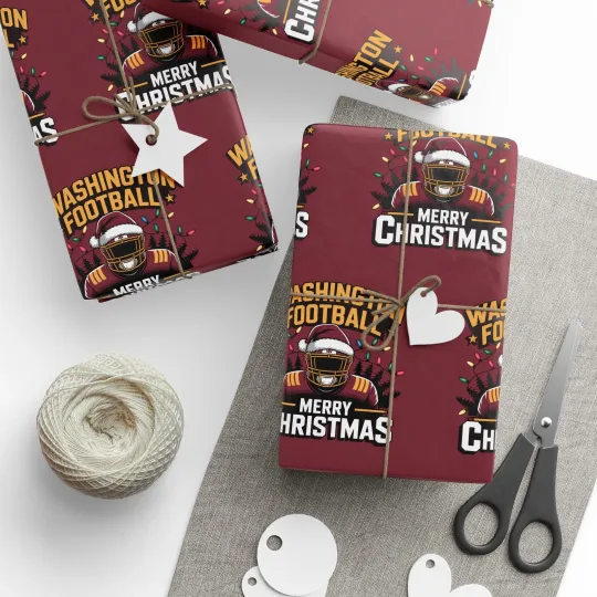 Discover Washington Football Merry Christmas Sports Gift Wrap Commanders football