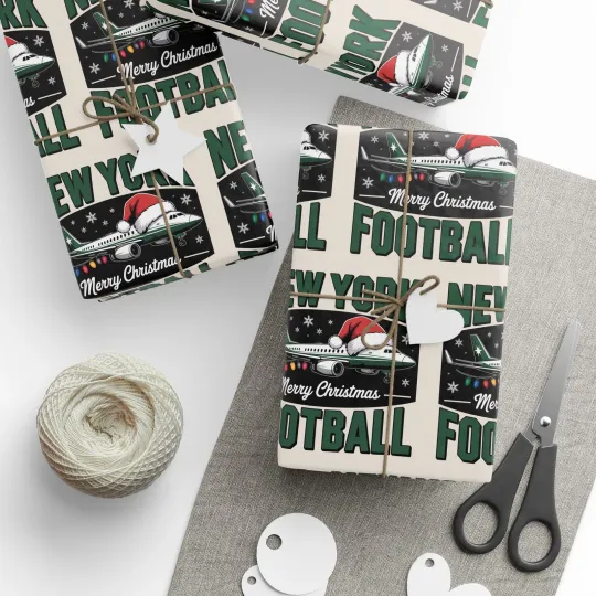 Discover New York Football Merry Christmas Sports Gift Wrap, Holiday Present Jets