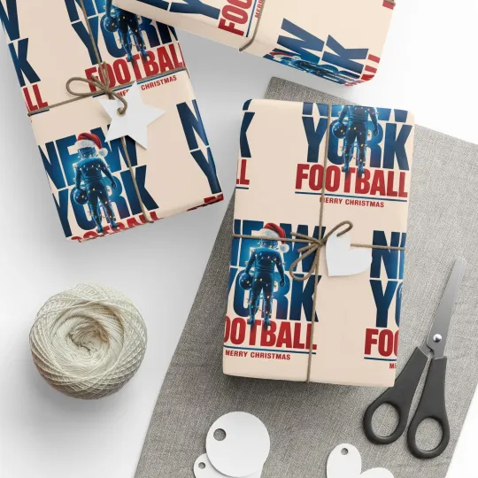 Discover New York Football Merry Christmas Sports Gift Wrap, Holiday Giants