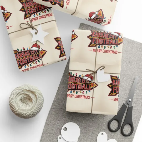 Discover Kansas City Football Merry Christmas Sports Gift Wrap Chiefs football