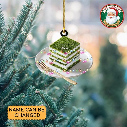 Discover Personalized Matcha Green Tea Cake Christmas Ornament, Matcha Cake Ornament, Bakery Cooking Ornament Decor, Food Xmas Ornament Gift NN1-593