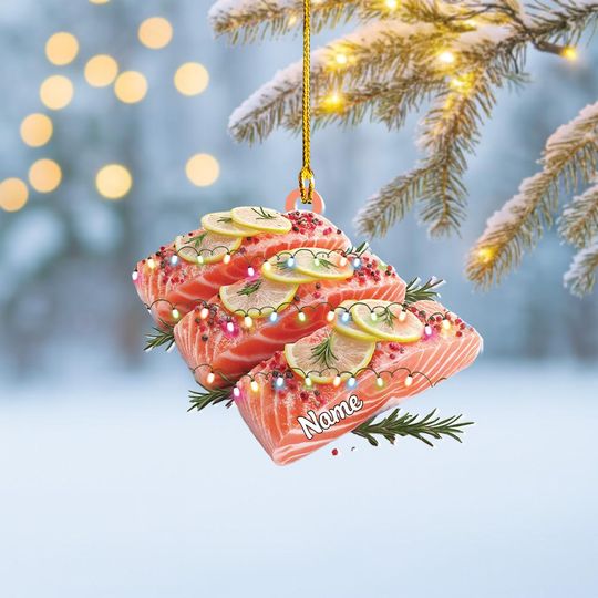Discover Personalized Salmon Christmas Ornament, Salmon Ornament, Salmon Cooking Ornament Decor, Food Xmas Ornament Gift NN1-641