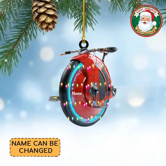Discover Personalized Electric Unicycle Christmas Ornament, Unicycle Ornament, Unicycle Xmas Ornament Decor, Unicycle Lovers Ornament Gift NN1-611