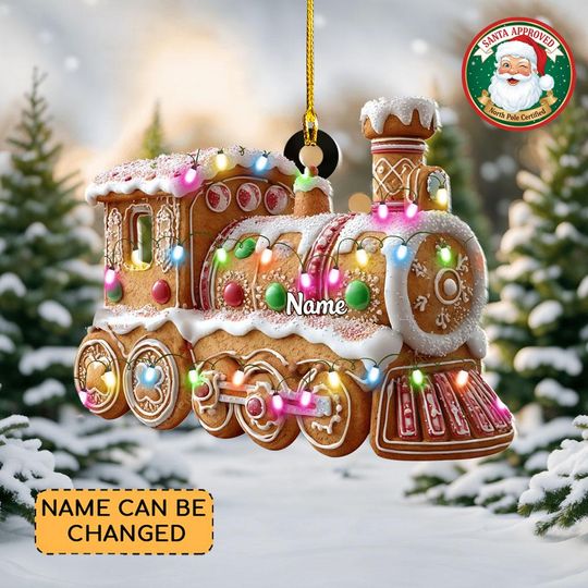 Discover Personalized Gingerbread Locomotive Christmas Ornament, Gingerbread Ornament, Cake Cooking Ornament Decor, Food Xmas Ornament Gift NN1-632