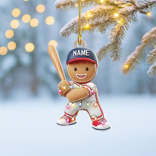 Discover Personalized Baseball Gingerbread Ornament, Baseball Ornament, Baseball Baking Ornament Gift, Xmas Holiday Gingerbread Ornament DecorNN1-668