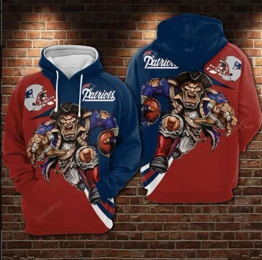 New England Patriots football Football Pirates Red Blue Men And Women 3D Pullover Hoodie