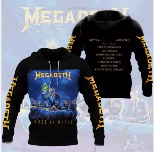 Megadeth Rust In Peace Black Pullover Hoodie 3D