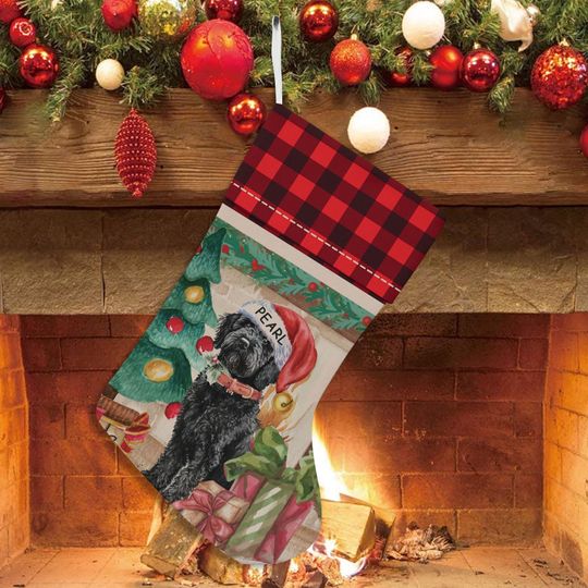 Discover Love Black Doodle Dog Christmas Stocking, Cute Dog Xmas Stocking Gift