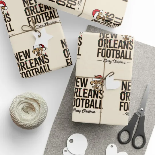 Discover New Orleans Football Merry Christmas Sports Gift Wrap, Holiday Present Saints