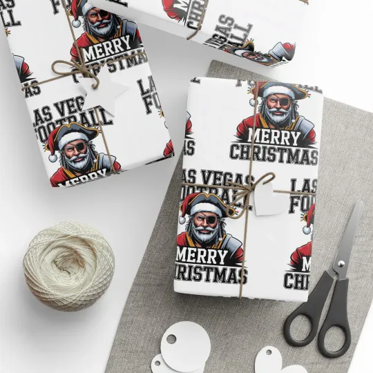 Las Vegas Football Merry Christmas Sports Gift Wrap, Holiday Raiders