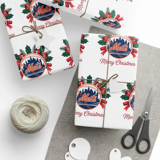 Discover New York Baseball Wrapping Paper Gift Wrap Holiday Christmas Gift Wrap, Sports