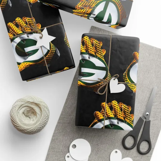 Discover Green Bay Packers Gloves Birthday Gift Wrapping Paper football Holiday Christmas