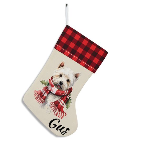 Discover Love West Highland White Terrier Christmas Stocking, Cute Dog Holiday Stocking, Dog Lover Gift