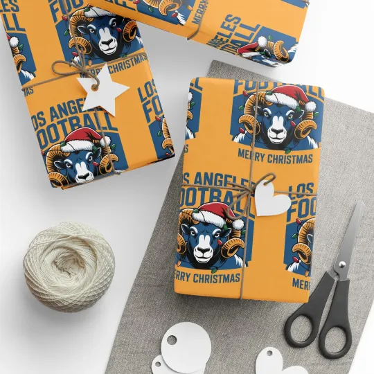 Discover Los Angeles LA Football Merry Christmas Sports Gift Wrap, Holiday Present Rams