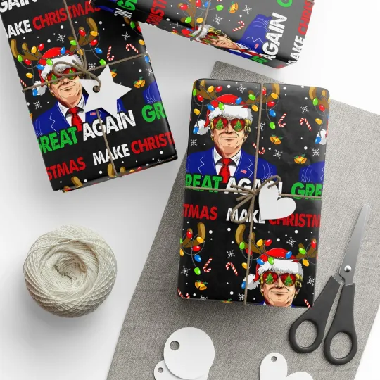 Funny Christmas President Wrapping Papers, Make Christmas Great Again Gift